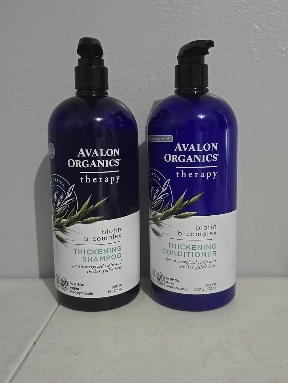 Avalon Organics Biotin B-Complex Thickening Shampoo Conditioner Vegan 32 OZ NEW